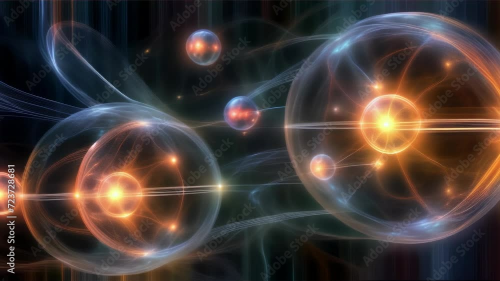 An abstract composition with multiple glowing spheres floating, connected by energy waves, set against a background reminiscent of outer space, radiating light and energy from the spheres.
An abstract composition with multiple glowing spheres floating, connected by energy waves, set against a background reminiscent of outer space, radiating light and energy from the spheres.