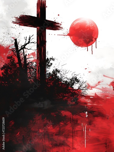 Jesus Christ crucified on a cross, background poster banner, motivational, social media post, wallpaper