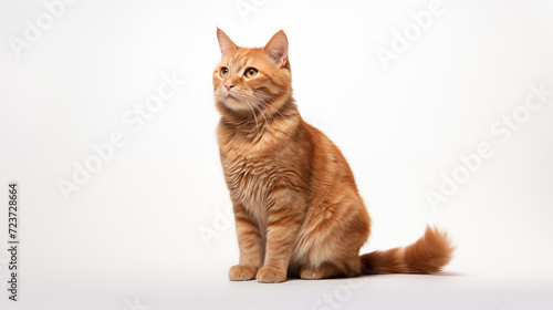 A cat on white background, they commonly referred to as the domestic cat or house cat © Ritthichai