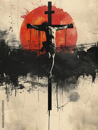 Jesus Christ crucified on a cross, background poster banner, motivational, social media post, wallpaper