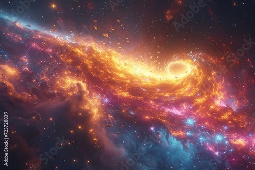 Galaxy Glow: A Celestial Splash of Color and Light Generative AI photo