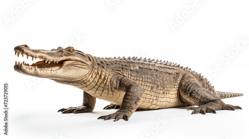 Crocodiles on white background, they are large semiaquatic reptiles © Ritthichai