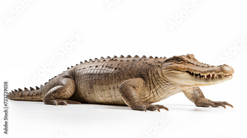 Crocodiles on white background  they are large semiaquatic reptiles