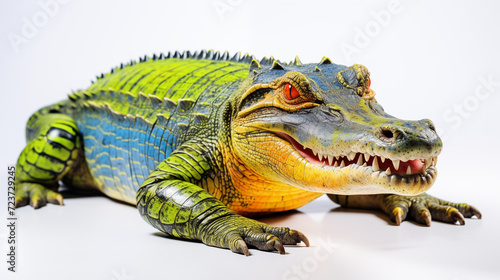 Crocodiles on white background  they are large semiaquatic reptiles