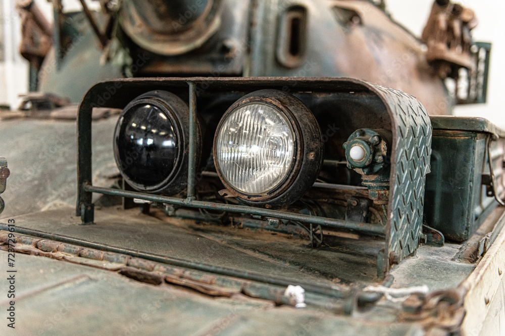 tank headlight, military detail