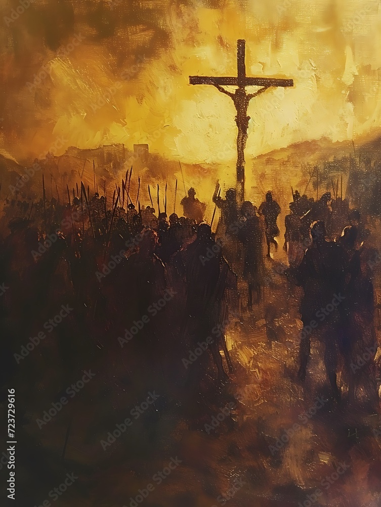 Jesus Christ crucified on a cross, background poster banner, motivational, social media post, wallpaper Jesus Christ crucified on a cross, background poster banner, motivational, social media post, wallpaper