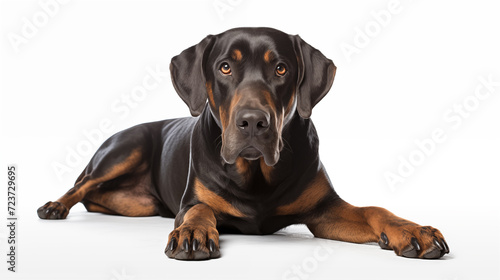 The dog or Canis lupus familiaris on white background 