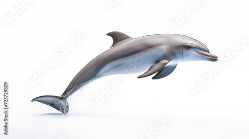 A dolphin on white background, is an aquatic mammal within the infraorder Cetacea. © Ritthichai
