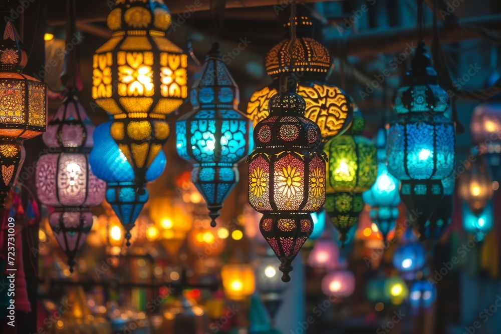 Each lantern is illuminated from within and showcases different patterns and designs that cast beautiful shadows around Each lantern is illuminated from within and showcases different patterns and designs that cast beautiful shadows around