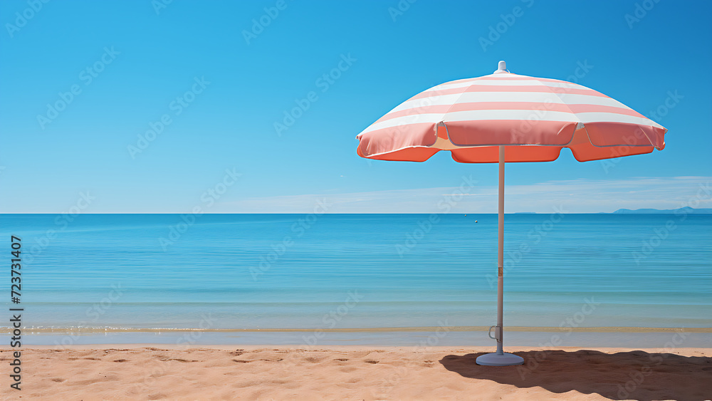 Beach umbrella. Summer vacation at the beach.