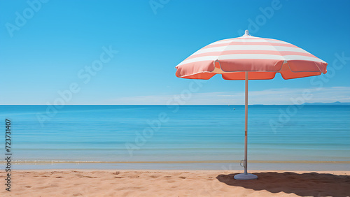 Beach umbrella. Summer vacation at the beach.