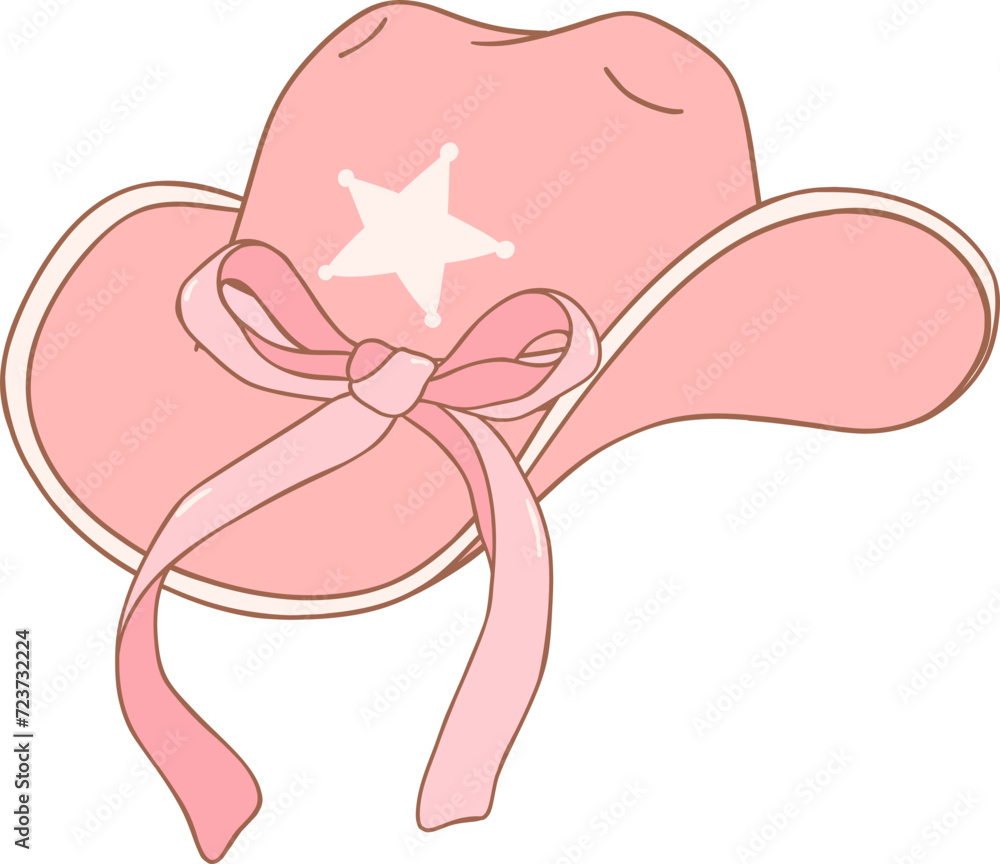 Coquette Cowgirl hat with pink ribbon bow Coquette Cowgirl hat with pink ribbon bow