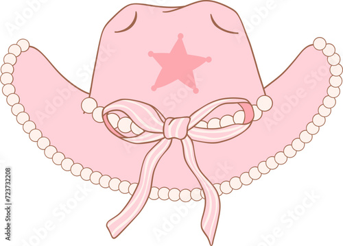 Coquette Cowgirl hat with pink ribbon bow 
