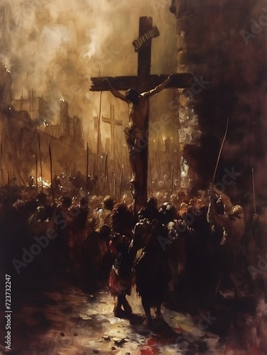 Jesus Christ background poster, religion wallpaper, social media post design, commercial marketing, cross, christianity, easter