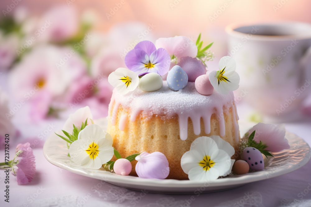 Easter cake and eggs, kulich,bread background. Happy Easter card Easter cake and eggs, kulich,bread background. Happy Easter card