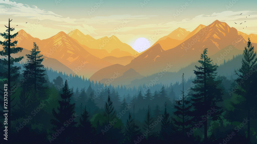 Mountain majesty with a soft and warm sunrise glow