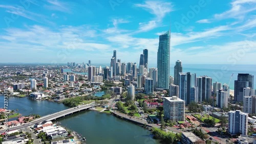 Wallpaper Mural Gold Coast, Australia: Aerial view of skyscraper skyline of famous resort city on east coast of Queensland, Nerang River Torontodigital.ca