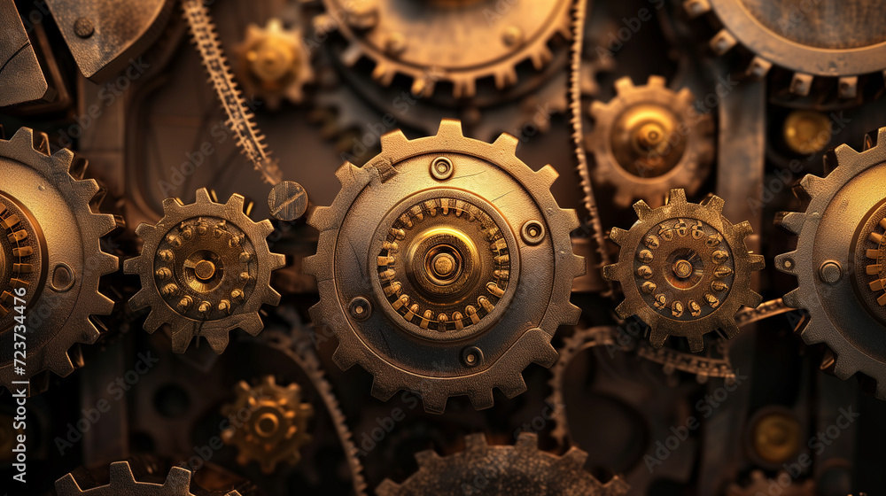 Macro shot of gears and cogwheels of old clockwork Macro shot of gears and cogwheels of old clockwork