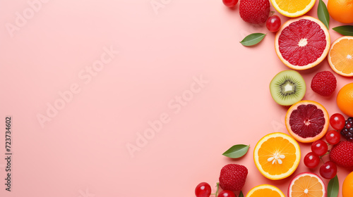 Fruit slices on a vibrant background - Healthy and juicy delights