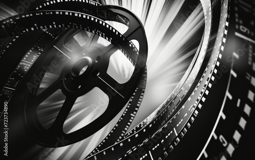 Film reel on a dark background. Golden Age Cinema,old Hollywood films