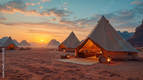 Sunset Serenity: A Tent-Camping Experience Generative AI