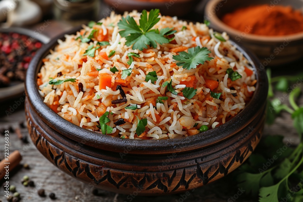Rice Bowl with Carrots and Cilantro: A Delicious and Nutritious Meal for the Whole Month Generative AI Rice Bowl with Carrots and Cilantro: A Delicious and Nutritious Meal for the Whole Month Generative AI