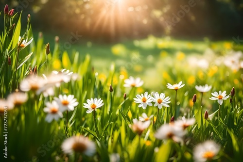 grass and flowers in spring