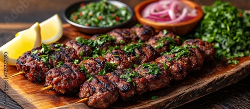 Sizzling Skewers: A Tasty Trio of Meatballs, Kebabs, and Souvlaki Generative AI