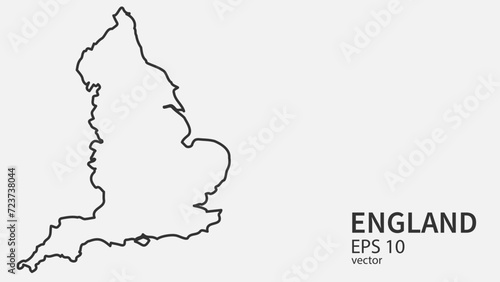 Vector line map of England. Vector design isolated on white background.	

