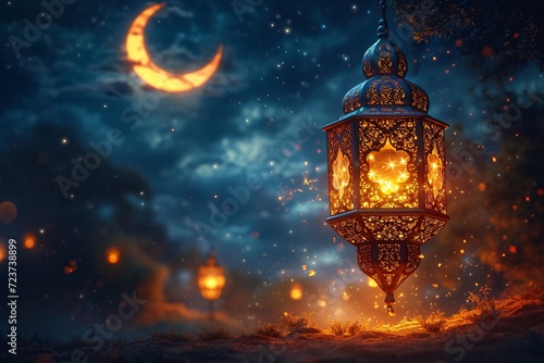Glowing Lamp in the Night Sky: A Magical Nighttime Experience Generative AI © Bipul Kumar