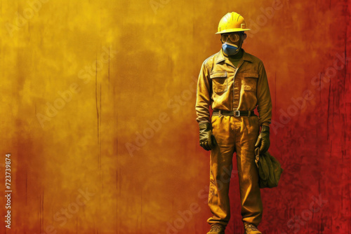 Abstract photo of man worker in red and yellow tones © LFK