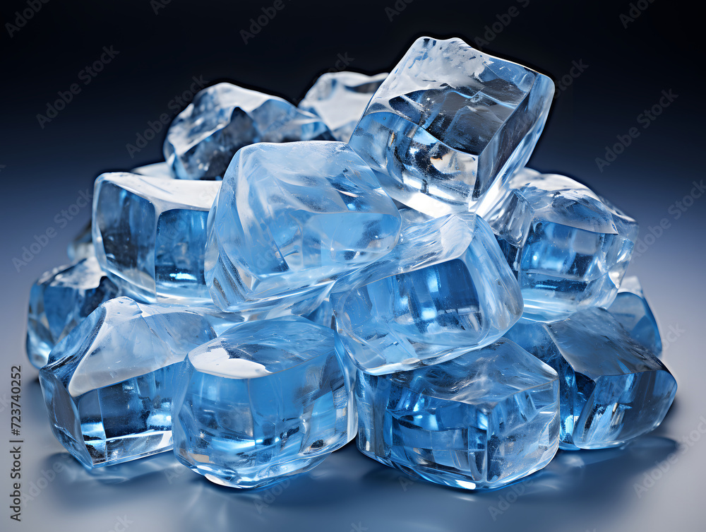 a pile of blue ice pieces sitting in a transparent background a pile of blue ice pieces sitting in a transparent background