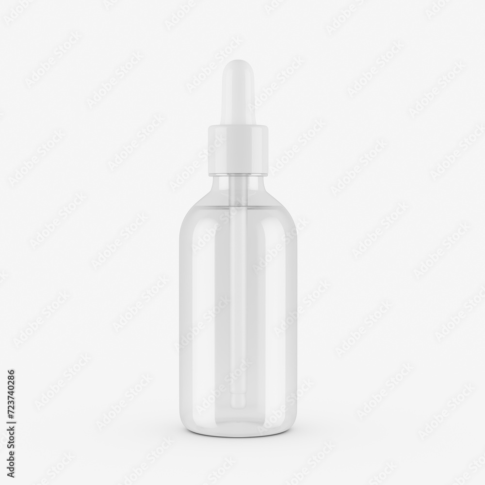 3d Transparent Empty Cosmetic Oil Dropper Bottle With Cap On White Background 3d Illustration 3d Transparent Empty Cosmetic Oil Dropper Bottle With Cap On White Background 3d Illustration