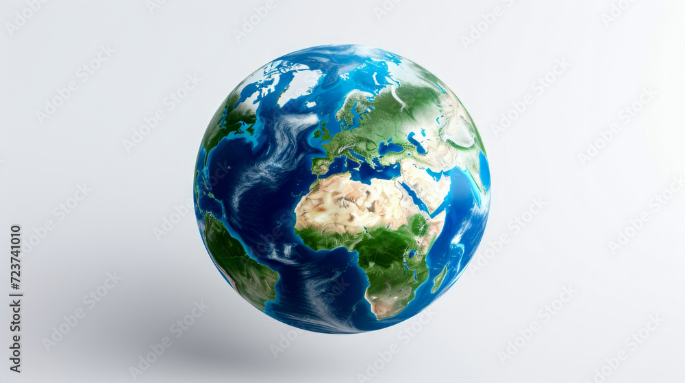 Fototapeta premium The iconic blue planet Earth set against a clean and simple white backdrop
