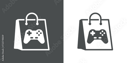 Logo con joystick gamer en bolsa de la compra de papel