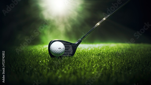 Golf club and ball realistic landscape background