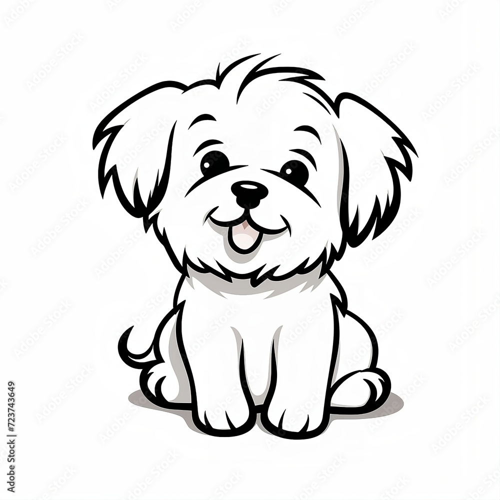 Cute dog line art with white background Cute dog line art with white background
