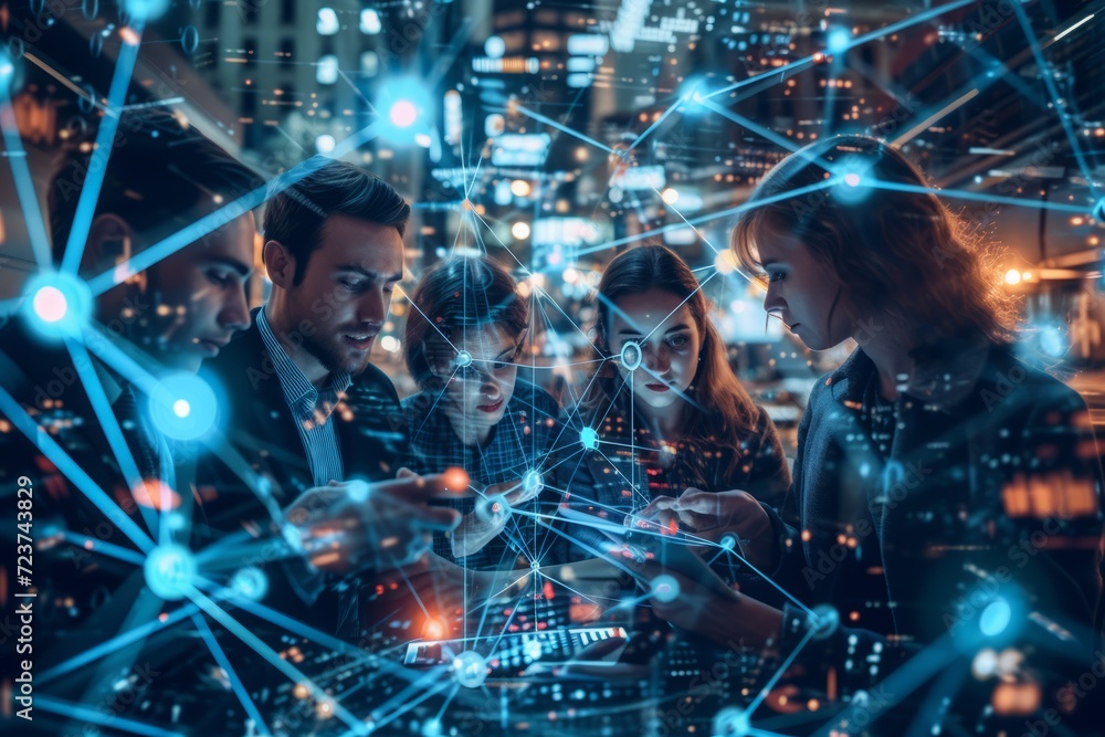 A group of young professionals working together on a project using digital tablets. A group of young professionals working together on a project using digital tablets.