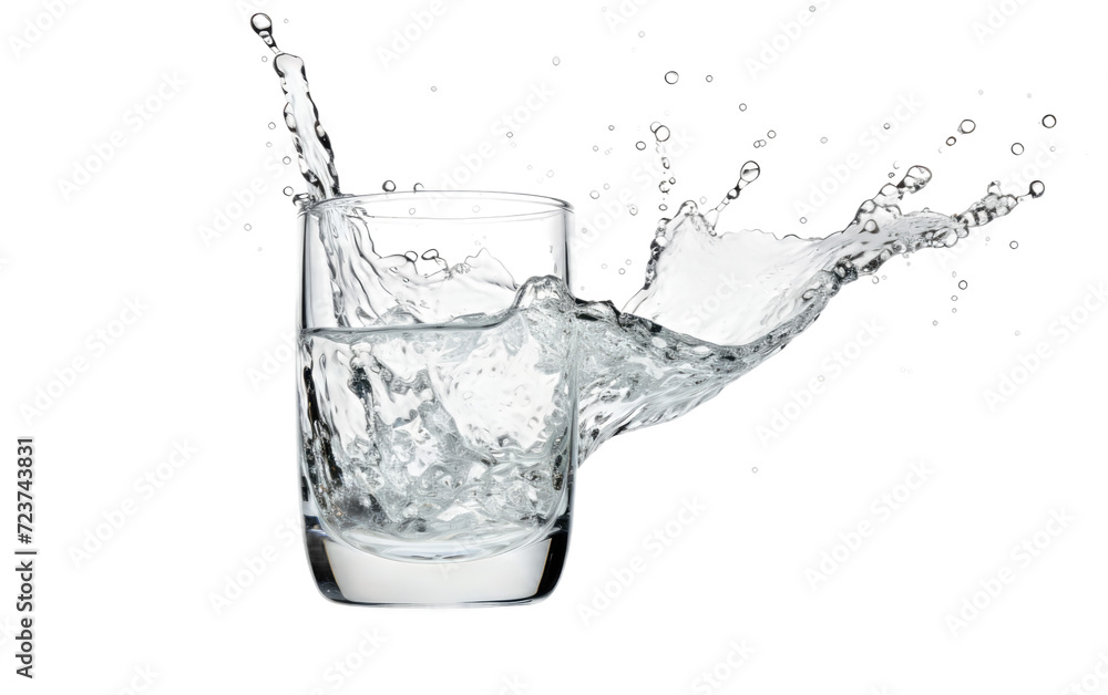 water pouring from glass on white or PNG transparent background. water pouring from glass on white or PNG transparent background.
