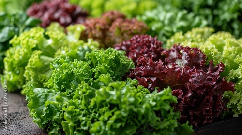 Panorama of verdant salad fixings.