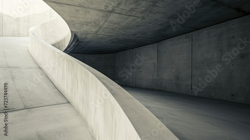 Modern concrete architecture with smooth curves and lines, minimalist design, abstract background.