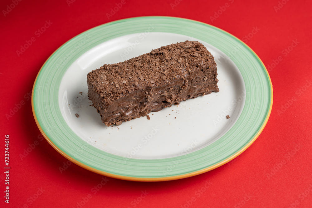 A delicious Napoleon cake in a restaurant. Close-up A delicious Napoleon cake in a restaurant. Close-up