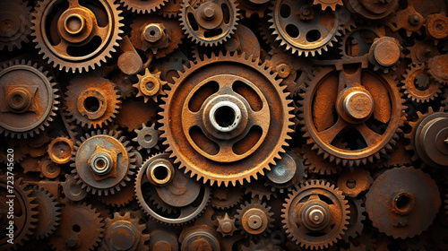 Vintage Rusty Metallic gears and auto parts background