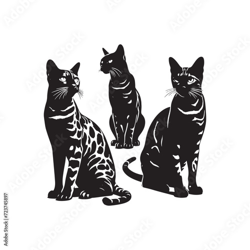 Whisker Whispers: A Symphony of Bengal Cat Silhouettes Unveiling the Subtle Language of Feline Elegance - Bengal Cat Illustration - Bengal Cat Vector
