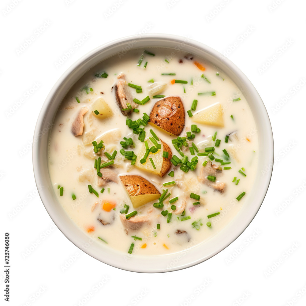 Clam Chowder soup in a bowl on transparent background Remove png, Clipping Path Clam Chowder soup in a bowl on transparent background Remove png, Clipping Path