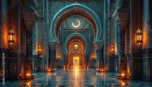 Moonlit Night in the Grand Mosque  A Glimpse of the Monthly Ramadan Celebration Generative AI