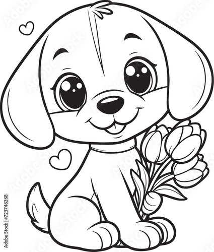 coloring page cute dog