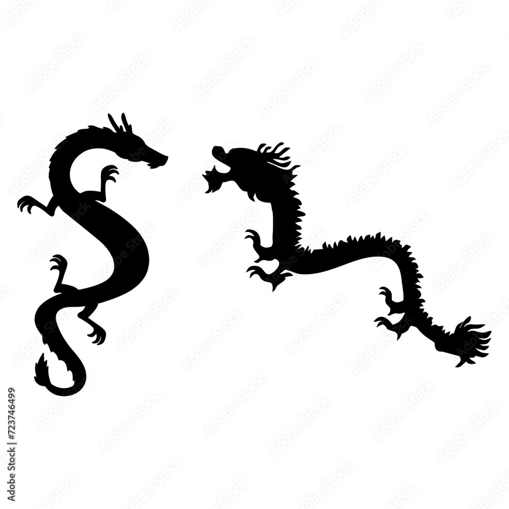 Fototapeta premium Chinese New Year black dragon silhouette