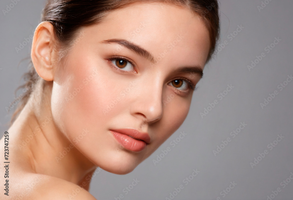 beauty, people and health concept - beautiful young woman face