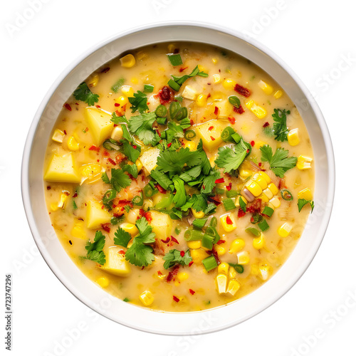 Vegan Corn Chowder on transparent background Remove png, Clipping Path